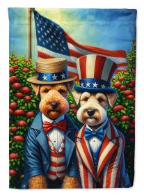 All American Lakeland Terrier House Flag Large Porch Sleeve Pole Decorative Outside Yard Banner Artwork Wall Hanging, Polyester, House Size