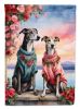 Greyhound Two Hearts House Flag Large Porch Sleeve Pole Decorative Outside Yard Banner Artwork Wall Hanging, Polyester, House Size, Multicolor