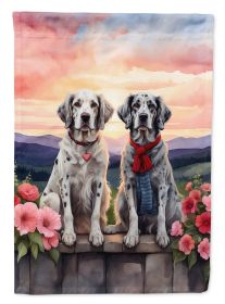 English Setter Two Hearts House Flag Large Porch Sleeve Pole Decorative Outside Yard Banner Artwork Wall Hanging, Polyester, House Size, Multicolor