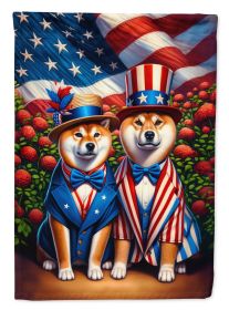 All American Shiba Inu House Flag Large Porch Sleeve Pole Decorative Outside Yard Banner Artwork Wall Hanging, Polyester, House Size, Multicolor