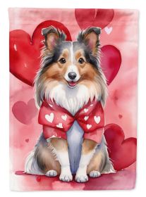 Sheltie My Valentine Garden Flag Mailbox Flag Decorative Yard Flag Banner Outside Patio Artwork Yard Flower Beds, Garden Size, Multicolor