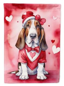 Basset Hound My Valentine Garden Flag Mailbox Flag Decorative Yard Flag Banner Outside Patio Artwork Yard Flower Beds, Garden Size, Multicolor