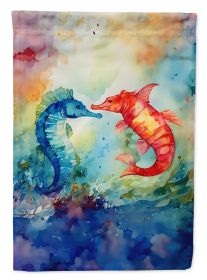 Seahorses House Flag Large Porch Sleeve Pole Decorative Outside Yard Banner Artwork Wall Hanging, Polyester, House Size, Multicolor