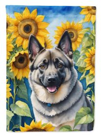 Norwegian Elkhound in Sunflowers Garden Flag Mailbox Flag Decorative Yard Flag Banner Outside Patio Artwork Yard Flower Beds, Garden Size, Multicolor