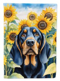 Black and Tan Coonhound in Sunflowers Garden Flag Mailbox Flag Decorative Yard Flag Banner Outside Patio Artwork Yard Flower Beds, Garden Size