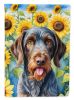 German Wirehaired Pointer in Sunflowers Garden Flag Mailbox Flag Decorative Yard Flag Banner Outside Patio Artwork Yard Flower Beds, Garden Size