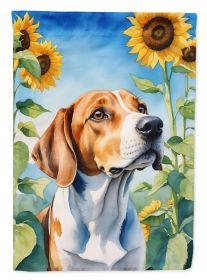 English Foxhound in Sunflowers Garden Flag Mailbox Flag Decorative Yard Flag Banner Outside Patio Artwork Yard Flower Beds, Garden Size, Multicolor