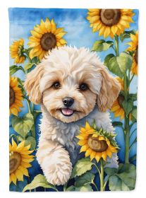 Maltipoo in Sunflowers Garden Flag Mailbox Flag Decorative Yard Flag Banner Outside Patio Artwork Yard Flower Beds, Garden Size, Multicolor