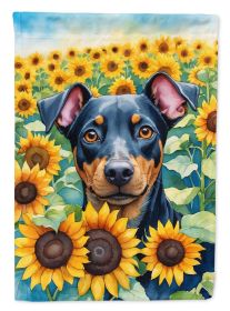 Manchester Terrier in Sunflowers Garden Flag Mailbox Flag Decorative Yard Flag Banner Outside Patio Artwork Yard Flower Beds, Garden Size, Multicolor