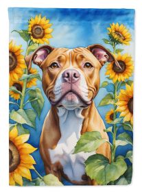 Pit Bull Terrier in Sunflowers Garden Flag Mailbox Flag Decorative Yard Flag Banner Outside Patio Artwork Yard Flower Beds, Garden Size, Multicolor