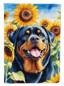 Rottweiler in Sunflowers Garden Flag Mailbox Flag Decorative Yard Flag Banner Outside Patio Artwork Yard Flower Beds, Garden Size, Multicolor