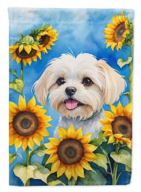 Maltese in Sunflowers Garden Flag Mailbox Flag Decorative Yard Flag Banner Outside Patio Artwork Yard Flower Beds, Garden Size, Multicolor