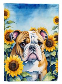 English Bulldog in Sunflowers Garden Flag Mailbox Flag Decorative Yard Flag Banner Outside Patio Artwork Yard Flower Beds, Garden Size, Multicolor