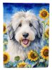 Old English Sheepdog in Sunflowers Garden Flag Mailbox Flag Decorative Yard Flag Banner Outside Patio Artwork Yard Flower Beds, Garden Size