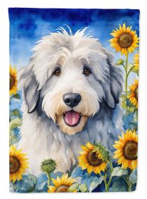 Old English Sheepdog in Sunflowers Garden Flag Mailbox Flag Decorative Yard Flag Banner Outside Patio Artwork Yard Flower Beds, Garden Size