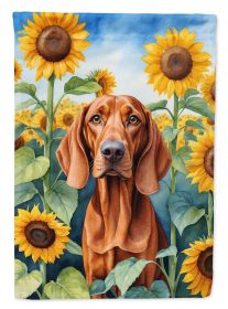 Redbone Coonhound in Sunflowers Garden Flag Mailbox Flag Decorative Yard Flag Banner Outside Patio Artwork Yard Flower Beds, Garden Size, Multicolor