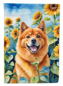 Finnish Spitz in Sunflowers Garden Flag Mailbox Flag Decorative Yard Flag Banner Outside Patio Artwork Yard Flower Beds, Garden Size, Multicolor