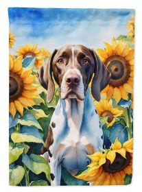 Pointer in Sunflowers Garden Flag Mailbox Flag Decorative Yard Flag Banner Outside Patio Artwork Yard Flower Beds, Garden Size, Multicolor