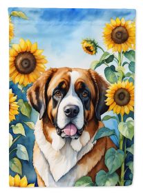 Saint Bernard in Sunflowers Garden Flag Mailbox Flag Decorative Yard Flag Banner Outside Patio Artwork Yard Flower Beds, Garden Size, Multicolor
