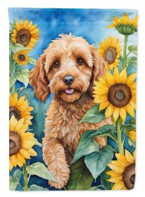 Cockapoo in Sunflowers Garden Flag Mailbox Flag Decorative Yard Flag Banner Outside Patio Artwork Yard Flower Beds, Garden Size, Multicolor