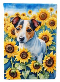 Jack Russell Terrier in Sunflowers Garden Flag Mailbox Flag Decorative Yard Flag Banner Outside Patio Artwork Yard Flower Beds, Garden Size