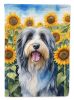 Bearded Collie in Sunflowers Garden Flag Mailbox Flag Decorative Yard Flag Banner Outside Patio Artwork Yard Flower Beds, Garden Size, Multicolor