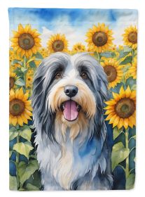 Bearded Collie in Sunflowers Garden Flag Mailbox Flag Decorative Yard Flag Banner Outside Patio Artwork Yard Flower Beds, Garden Size, Multicolor