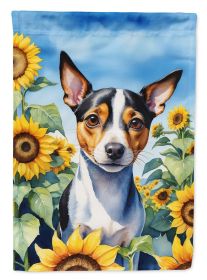 Rat Terrier in Sunflowers Garden Flag Mailbox Flag Decorative Yard Flag Banner Outside Patio Artwork Yard Flower Beds, Garden Size, Multicolor