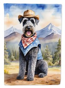 Kerry Blue Terrier Cowboy Welcome Garden Flag Mailbox Flag Decorative Yard Flag Banner Outside Patio Artwork Yard Flower Beds, Garden Size, Multicolor