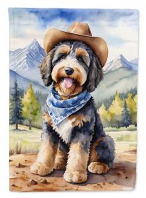 Bernedoodle Cowboy Welcome Garden Flag Mailbox Flag Decorative Yard Flag Banner Outside Patio Artwork Yard Flower Beds, Garden Size, Multicolor