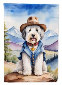 Old English Sheepdog Cowboy Welcome Garden Flag Mailbox Flag Decorative Yard Flag Banner Outside Patio Artwork Yard Flower Beds, Garden Size