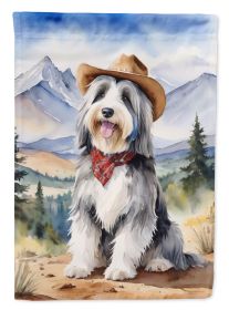 Bearded Collie Cowboy Welcome Garden Flag Mailbox Flag Decorative Yard Flag Banner Outside Patio Artwork Yard Flower Beds, Garden Size, Multicolor
