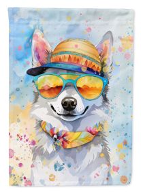 Alaskan Klee Kai Hippie Dawg House Flag Large Porch Sleeve Pole Decorative Outside Yard Banner Artwork Wall Hanging, Polyester, House Size, Multicolor