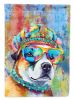 Akita Hippie Dawg House Flag Large Porch Sleeve Pole Decorative Outside Yard Banner Artwork Wall Hanging, Polyester, House Size, Multicolor