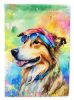 Collie Hippie Dawg House Flag Large Porch Sleeve Pole Decorative Outside Yard Banner Artwork Wall Hanging, Polyester, House Size, Multicolor