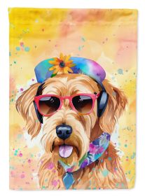 Airedale Terrier Hippie Dawg House Flag Large Porch Sleeve Pole Decorative Outside Yard Banner Artwork Wall Hanging, Polyester, House Size, Multicolor