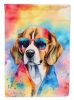 Beagle Hippie Dawg House Flag Large Porch Sleeve Pole Decorative Outside Yard Banner Artwork Wall Hanging, Polyester, House Size, Multicolor