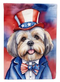 Lhasa Apso Patriotic American Garden Flag Mailbox Flag Decorative Yard Flag Banner Outside Patio Artwork Yard Flower Beds, Garden Size, Multicolor