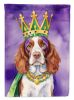 Welsh Springer Spaniel King of Mardi Gras House Flag Large Porch Sleeve Pole Decorative Outside Yard Banner Artwork Wall Hanging, Polyester