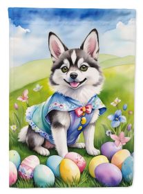 Alaskan Klee Kai Easter Egg Hunt House Flag Large Porch Sleeve Pole Decorative Outside Yard Banner Artwork Wall Hanging, Polyester, House Size