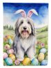 Bearded Collie Easter Egg Hunt House Flag Large Porch Sleeve Pole Decorative Outside Yard Banner Artwork Wall Hanging, Polyester, House Size