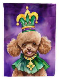 Poodle King of Mardi Gras House Flag Large Porch Sleeve Pole Decorative Outside Yard Banner Artwork Wall Hanging, Polyester, House Size, Multicolor