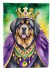 Tibetan Mastiff King of Mardi Gras House Flag Large Porch Sleeve Pole Decorative Outside Yard Banner Artwork Wall Hanging, Polyester, House Size