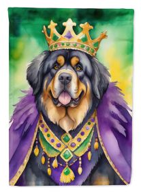 Tibetan Mastiff King of Mardi Gras House Flag Large Porch Sleeve Pole Decorative Outside Yard Banner Artwork Wall Hanging, Polyester, House Size