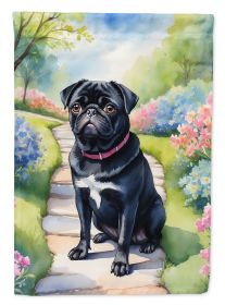 Black Pug Spring Path Garden Flag Mailbox Flag Decorative Yard Flag Banner Outside Patio Artwork Yard Flower Beds, Garden Size, Multicolor