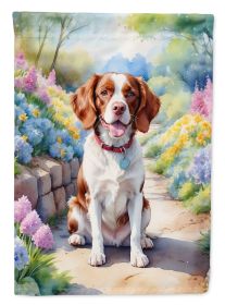 Brittany Spaniel Spring Path Garden Flag Mailbox Flag Decorative Yard Flag Banner Outside Patio Artwork Yard Flower Beds, Garden Size, Multicolor