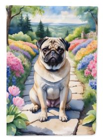 Pug Spring Path Garden Flag Mailbox Flag Decorative Yard Flag Banner Outside Patio Artwork Yard Flower Beds, Garden Size, Multicolor