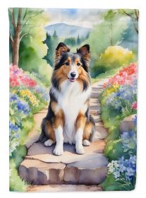 Sheltie Spring Path Garden Flag Mailbox Flag Decorative Yard Flag Banner Outside Patio Artwork Yard Flower Beds, Garden Size, Multicolor