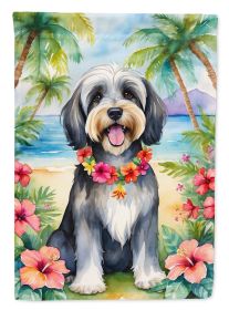 Tibetan Terrier Luau Garden Flag Mailbox Flag Decorative Yard Flag Banner Outside Patio Artwork Yard Flower Beds, Garden Size, Multicolor