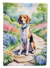 English Foxhound Spring Path Garden Flag Mailbox Flag Decorative Yard Flag Banner Outside Patio Artwork Yard Flower Beds, Garden Size, Multicolor
